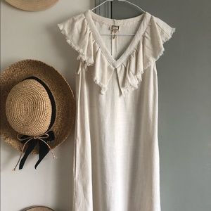 Anthropologie White Linen Dress